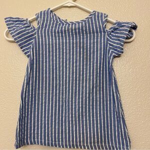 Voro Beve Girls blue striped Cold shoulder tie back 100% cotton blouse -7